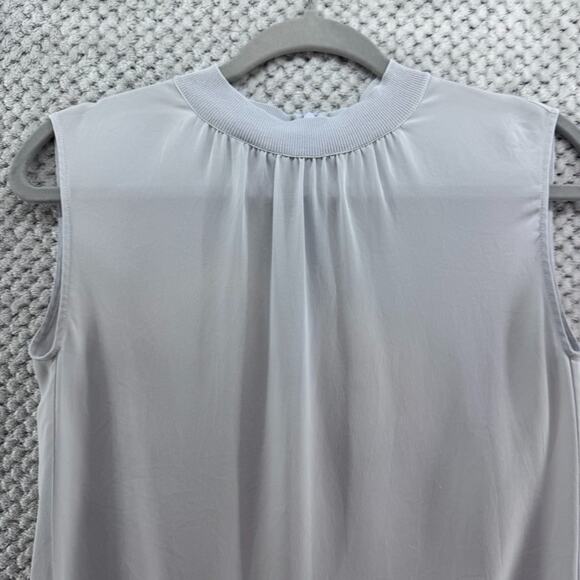 Vince Top Womens XS Blue Silk Mock Neck Sleeveless Lightweight Zip Closure - Picture 3 of 13